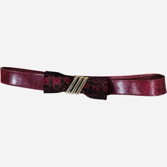 Vintage Olpan Italian Leather Cummerbund Belt Red Silk Bow Gold Hardware Sz S main image 4